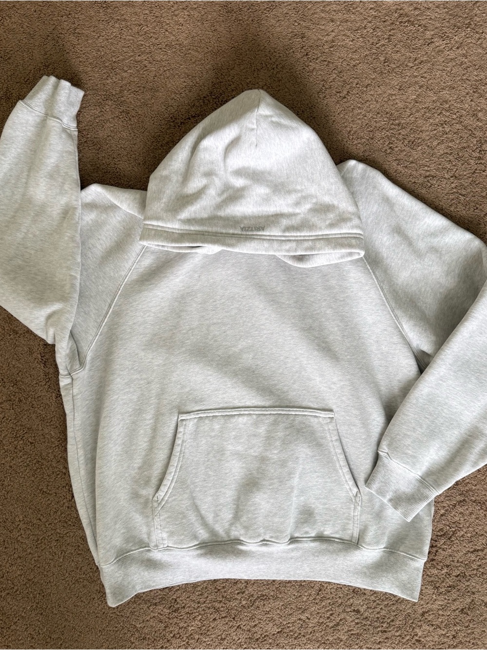 Aritzia Women's Heather Cloud White Hoodie Sweatfleece Mega Fit Size Medium